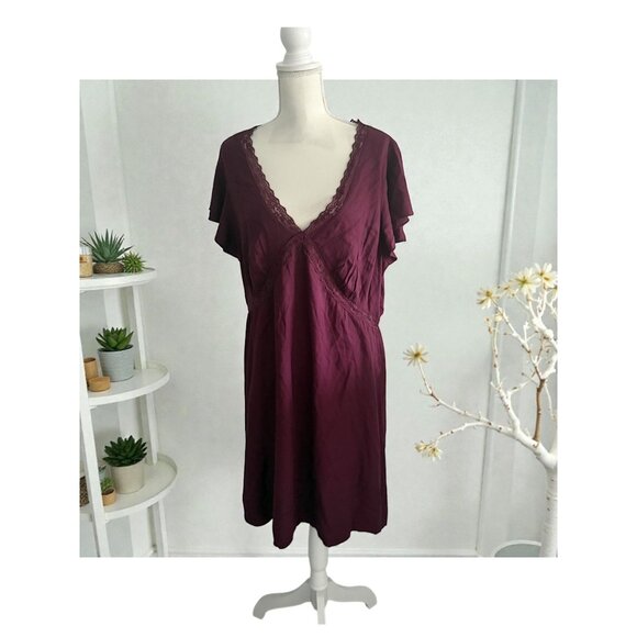 OLD NAVY Deep Purple V Neck Camisole Lace Trim Dress Size XL Tall - Picture 3 of 8